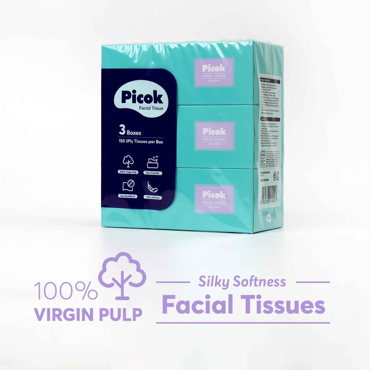 Korikart-Picok Silky Facial Tissues (150 X 3Box)